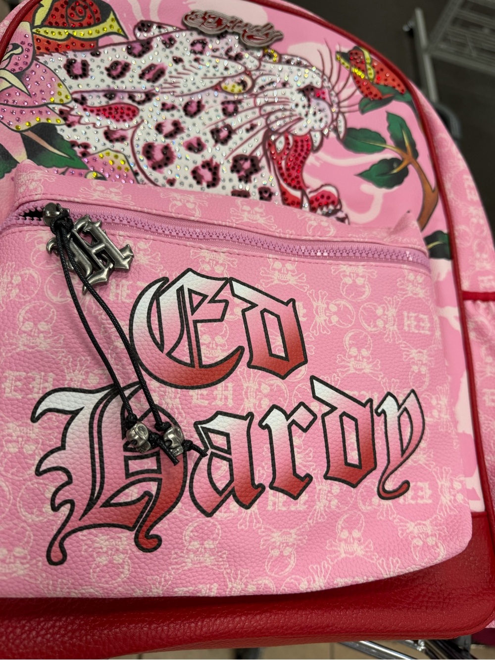 Ed Hardy Pink Leopard Graphic Mini Backpack